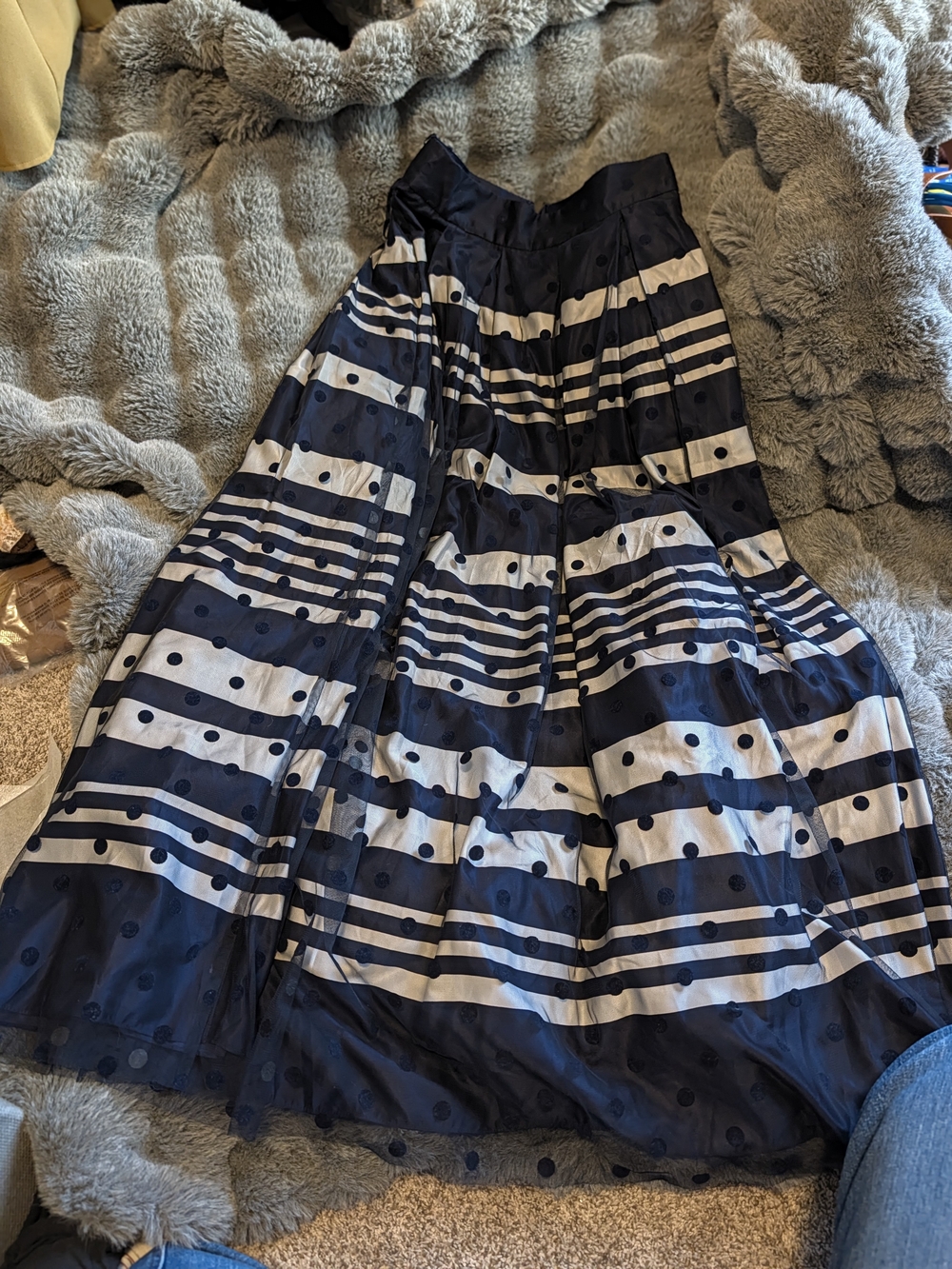 Eliza J Navy and White A-Line Maxi Skirt